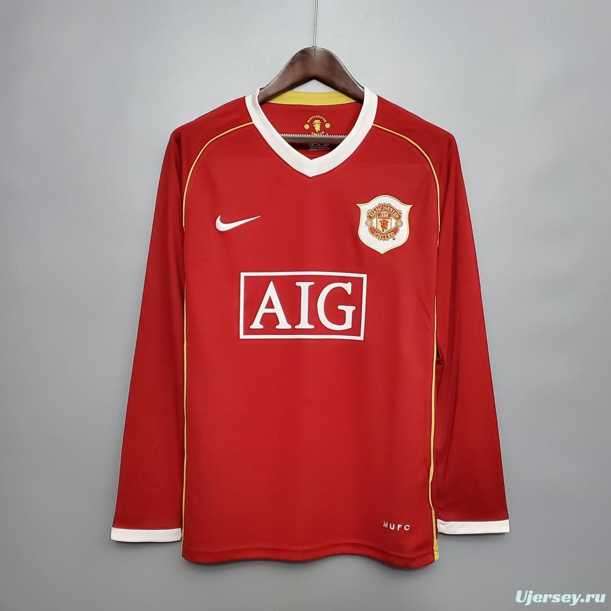 Retro 06/07 Manchester United Long sleeve home Soccer Jersey