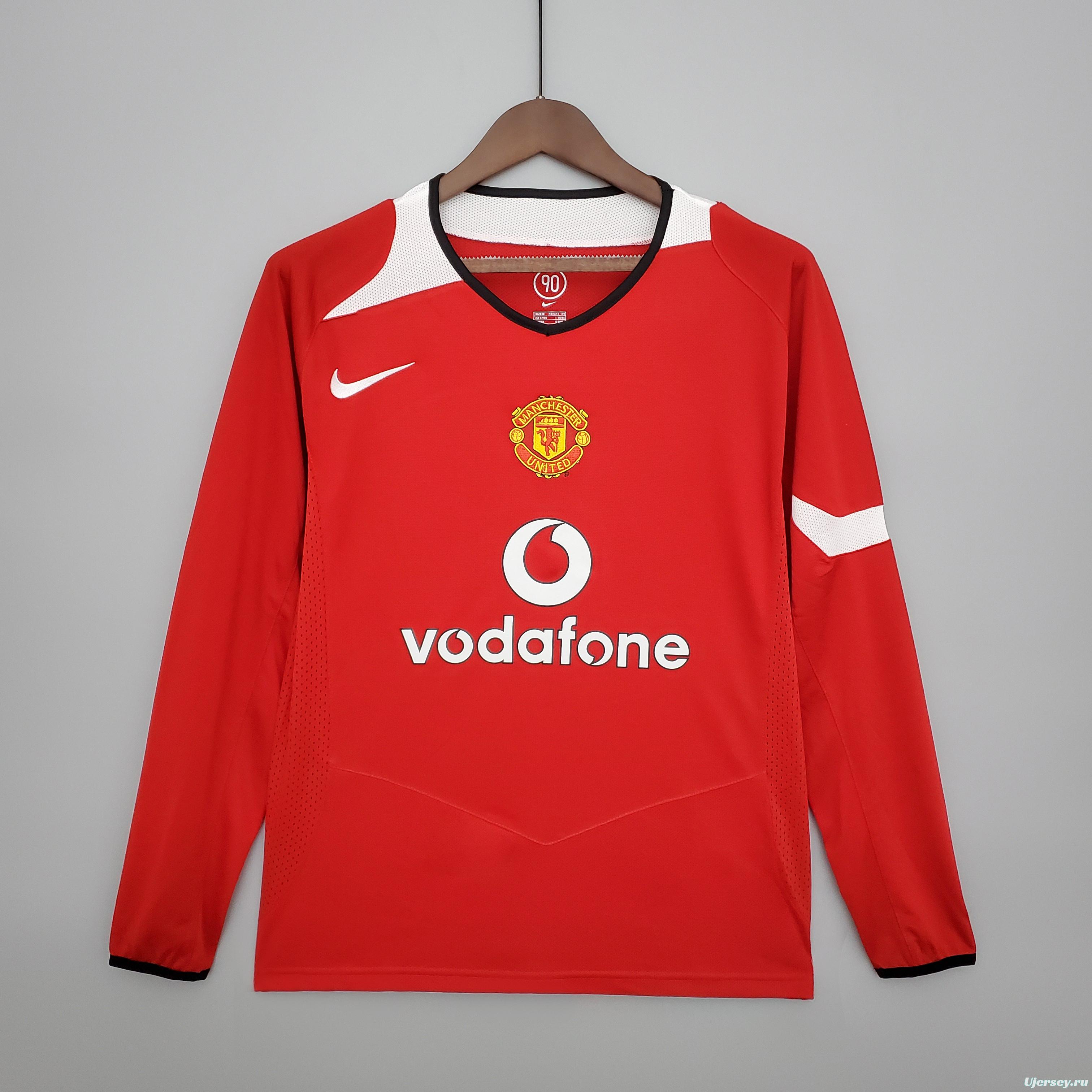 Retro Manchester United long sleeve 04/06 home Soccer Jersey