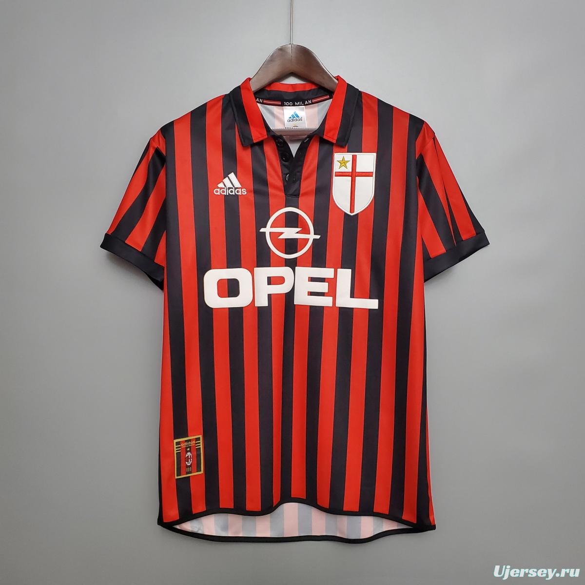 Retro 99-00 AC Milan Centenary home Soccer Jersey