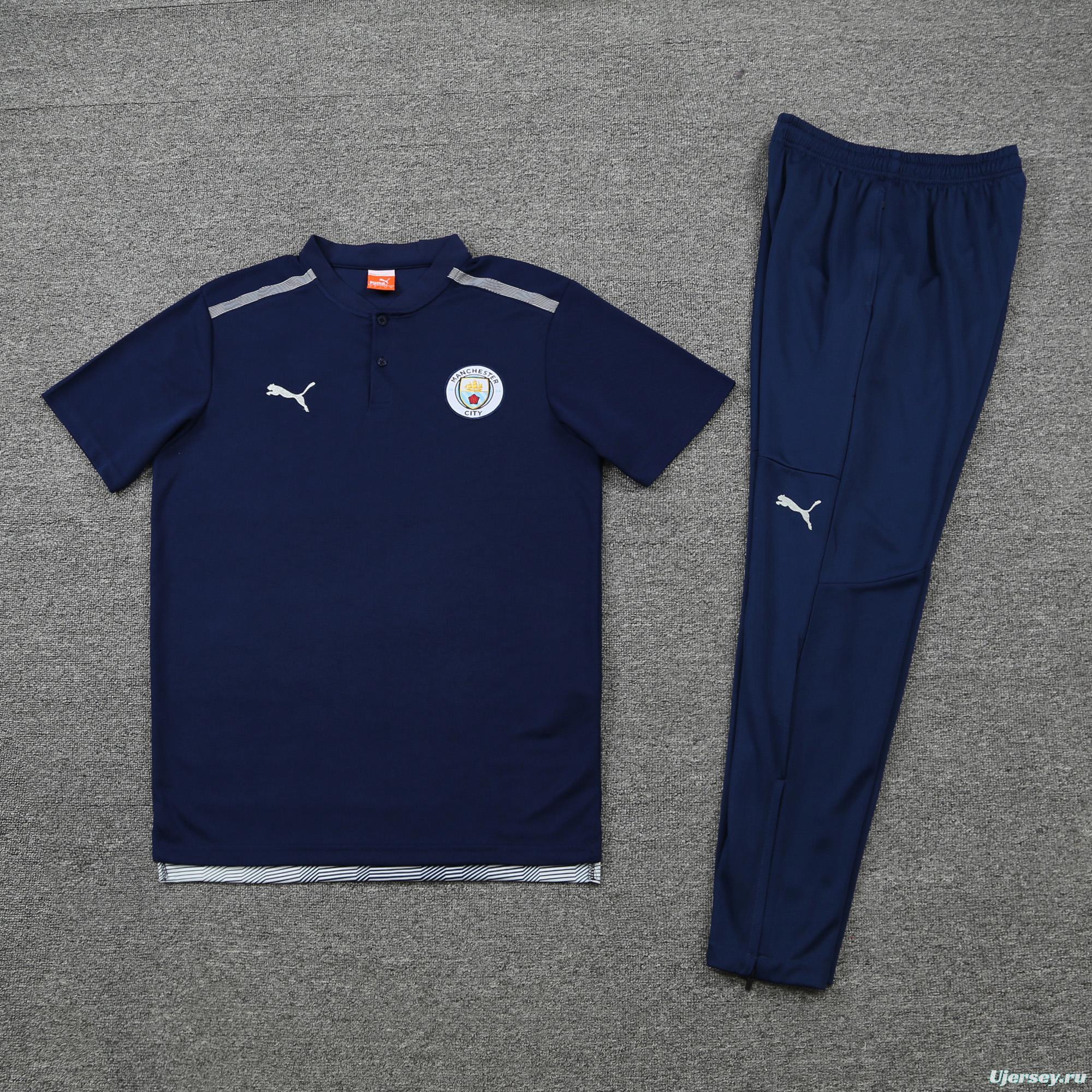 Manchester City POLO kit Dark Blue White Stripe (not supported to be sold separately)