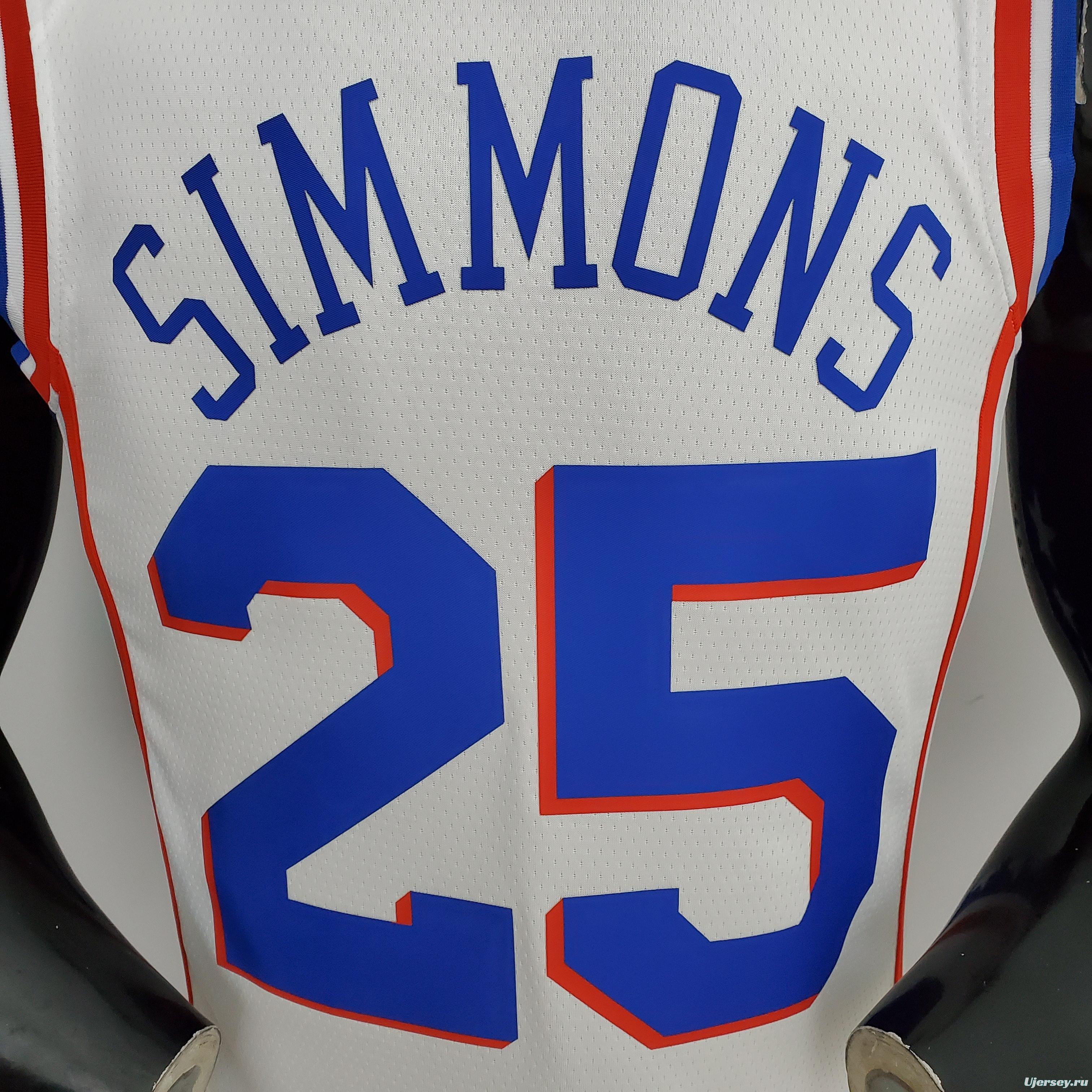 75th Anniversary Philadelphia 76ers SIMMONS#25 White NBA Jersey