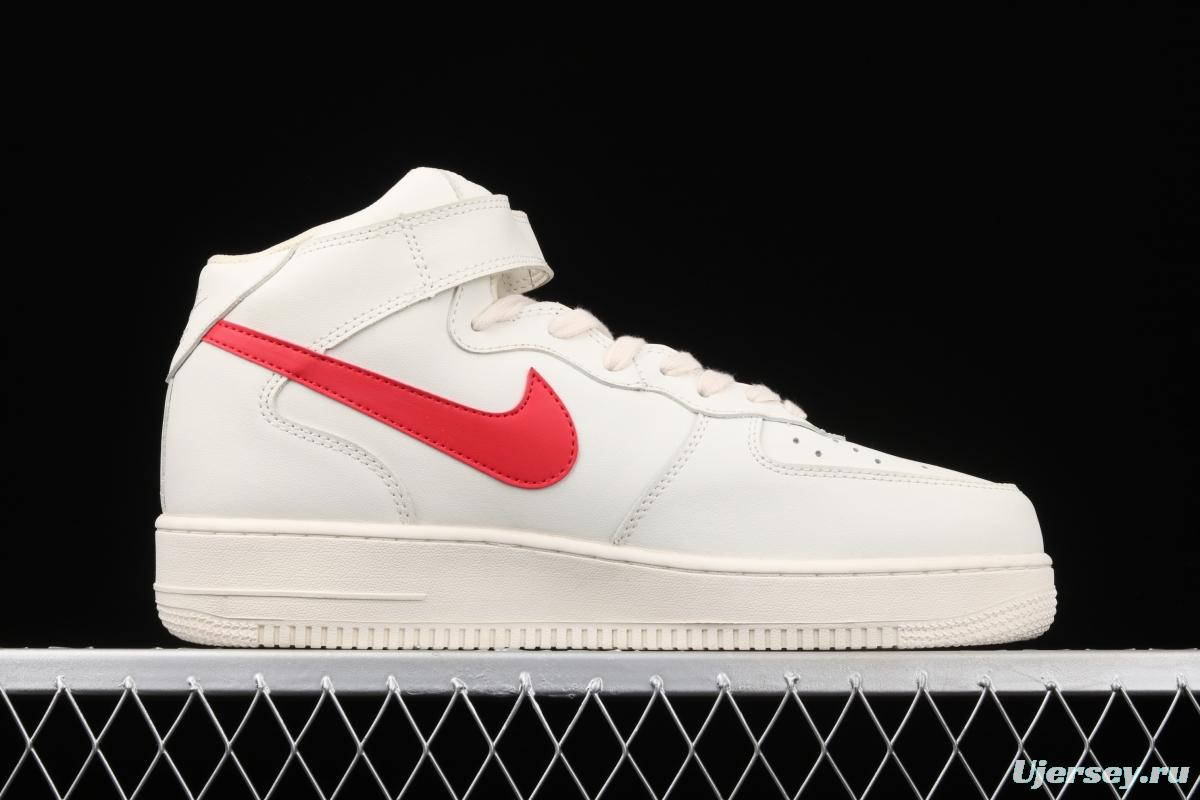 NIKE Air Force 1 Mid air force white and red top casual board shoes 315123-126