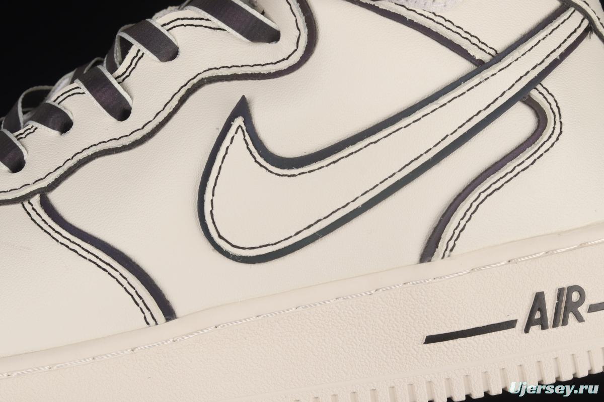 NIKE Air Force 1x 07 Mid laser rice white 3M reflective medium side leisure sports board shoes AQ2898-008
