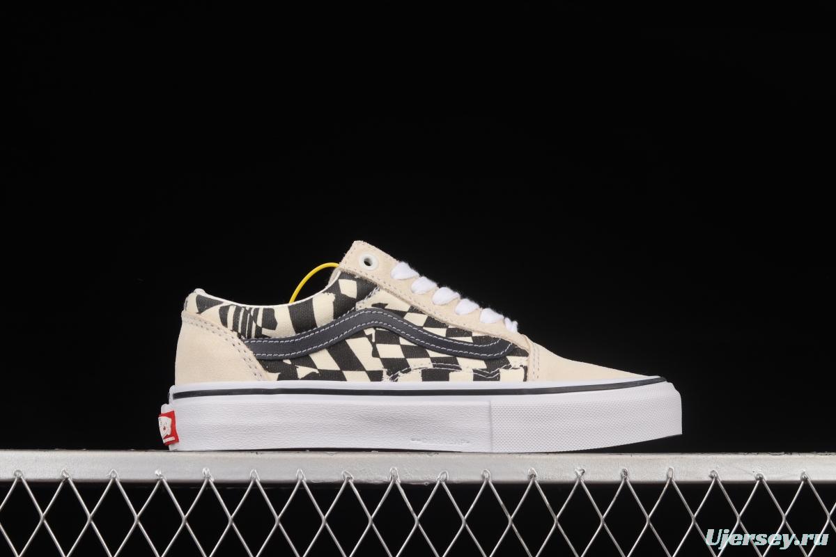 Vans OId Skool black and white checkerboard side stripe low-top professional skateboard shoes VN0A5FCB9CU