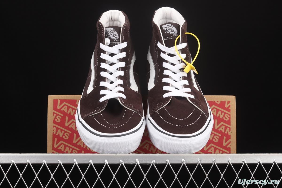 Vans SK8-Hi brown checkerboard classic series high-top casual board shoes VN0A38GEU5Z