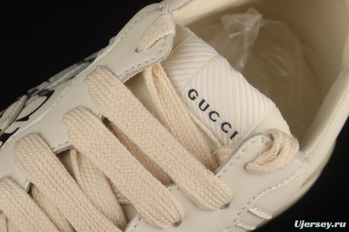 Gucci Rhyton Vintage Trainer Sneaker Gucci daddy 5D leather horn retro jogging daddy shoes DRW009522
