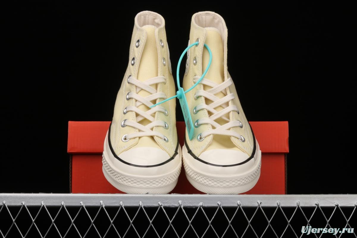 Converse 70s spring new color environmental protection cream yellow high top leisure board shoes 170795C