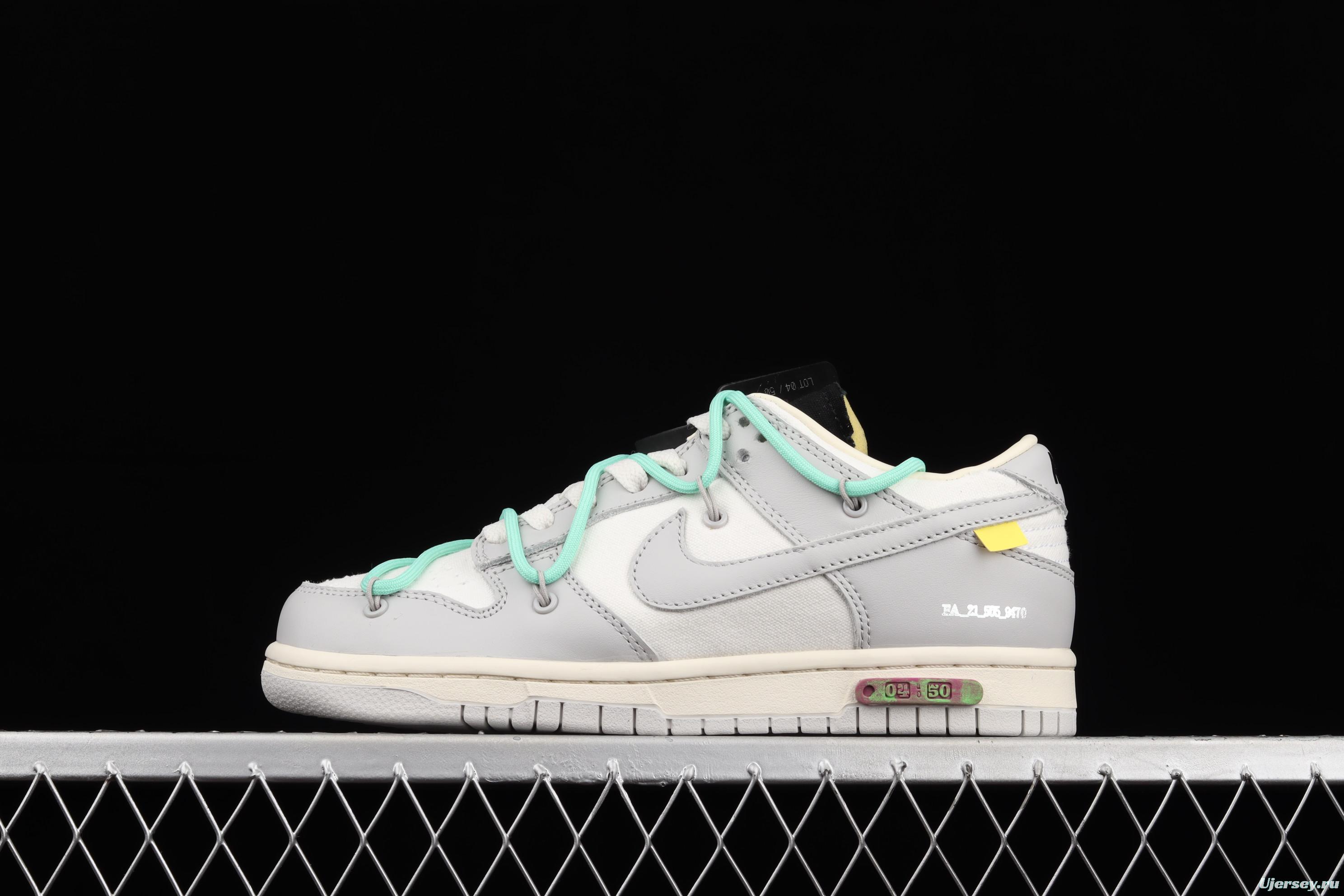 OFF-White x NIKE DUNK Low 04 of 50 OW white gray leisure sports skateboard shoes DM1602-114