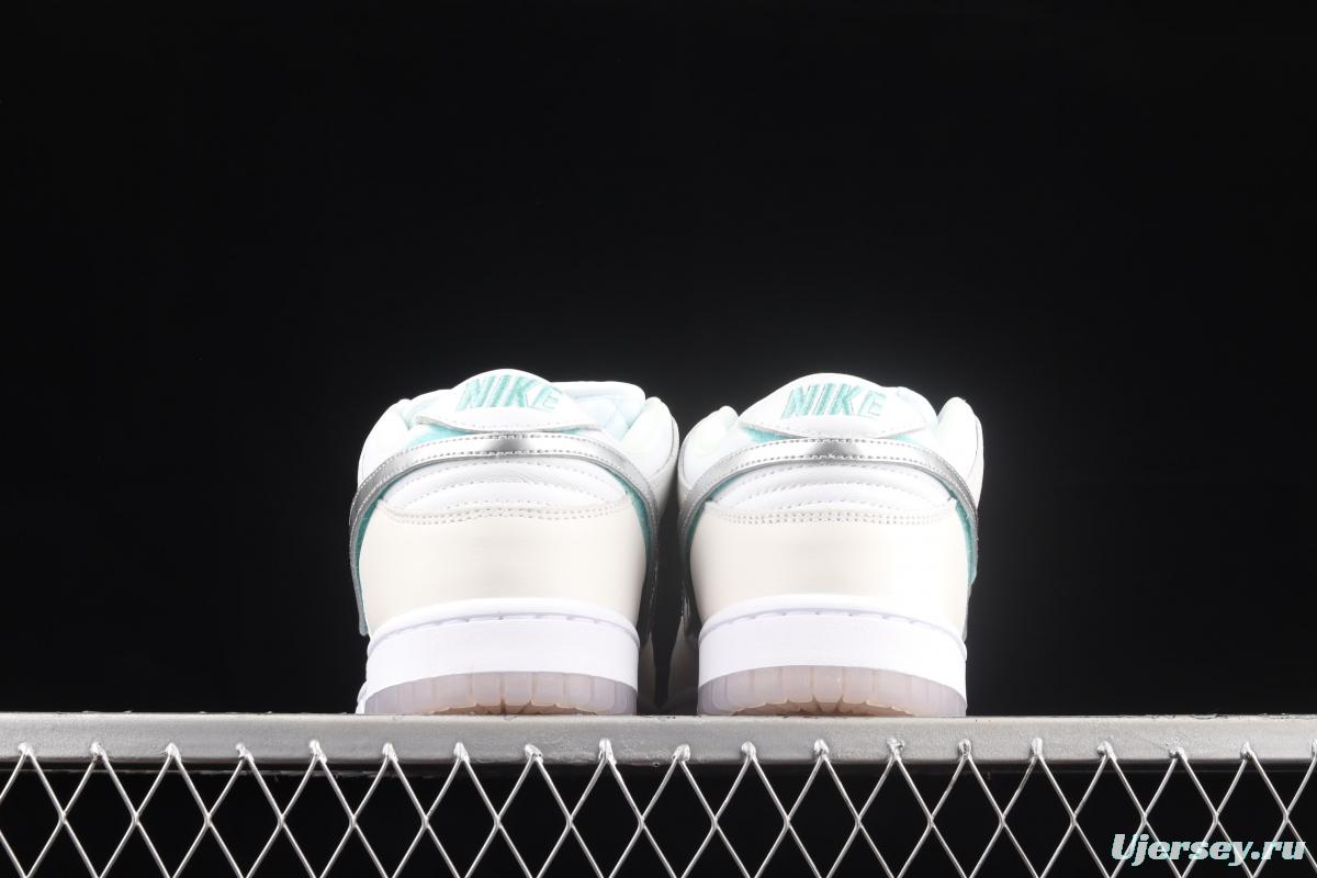 Diamond Supply Co x NIKE SB DUNK Low joint style white diamond SB rebound fashion casual board shoes BV1310-100