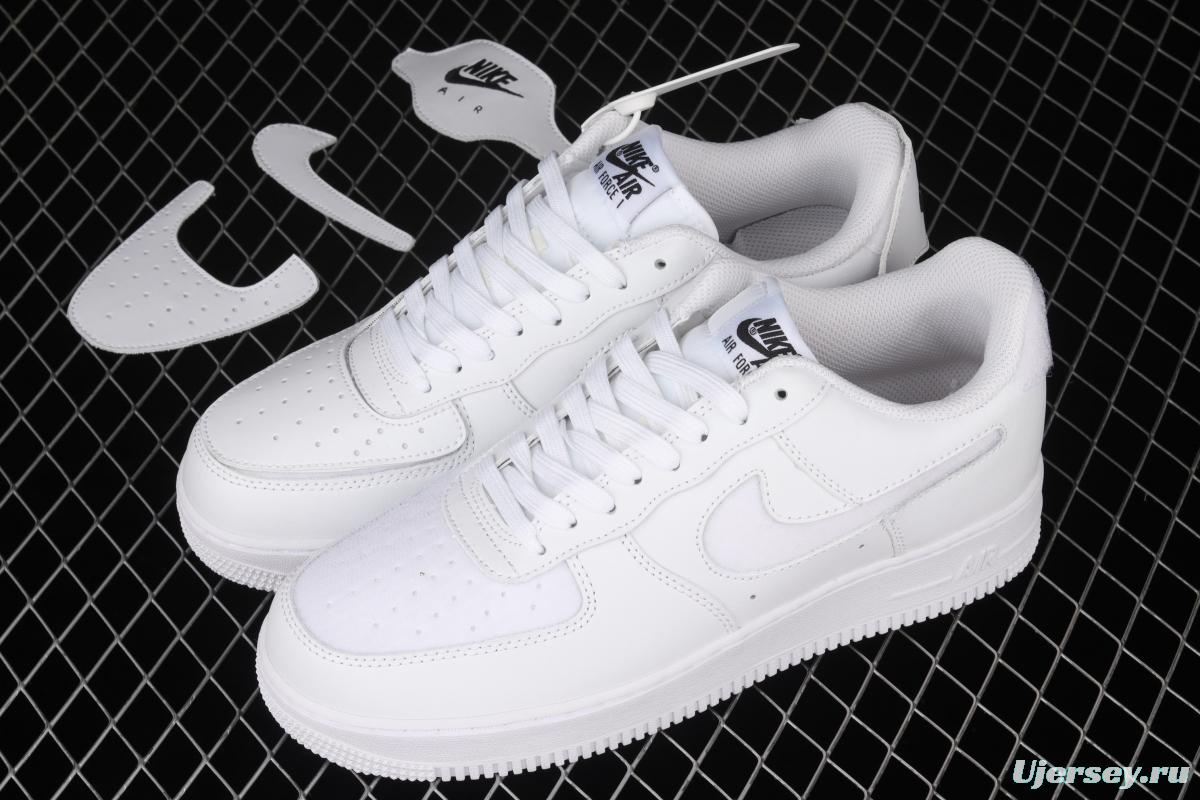 NIKE Air Force 1x 07 Low (GS) White removable Velcro low-top casual board shoes DB2812-100