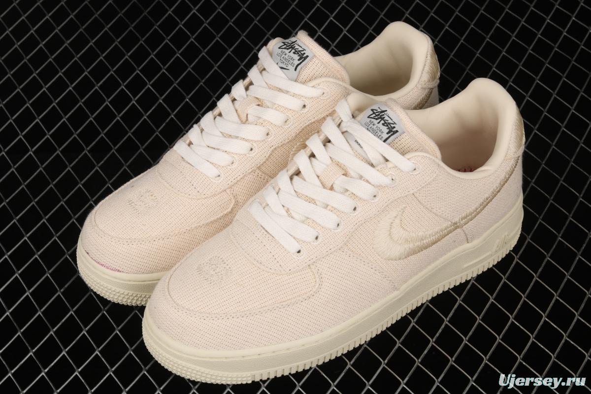 Stussy x NIKE Air Force 1 Low Black Cool Air Force low upper white linen electric embroidered hook low upper board shoes CZ9087-200