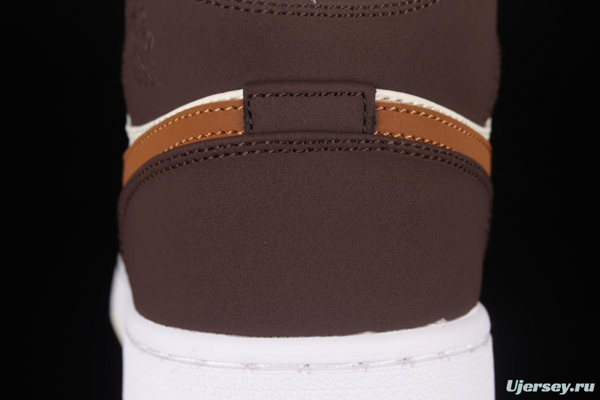 Air Jordan 1 Mid beige brown vintage basketball shoes DO6699-200