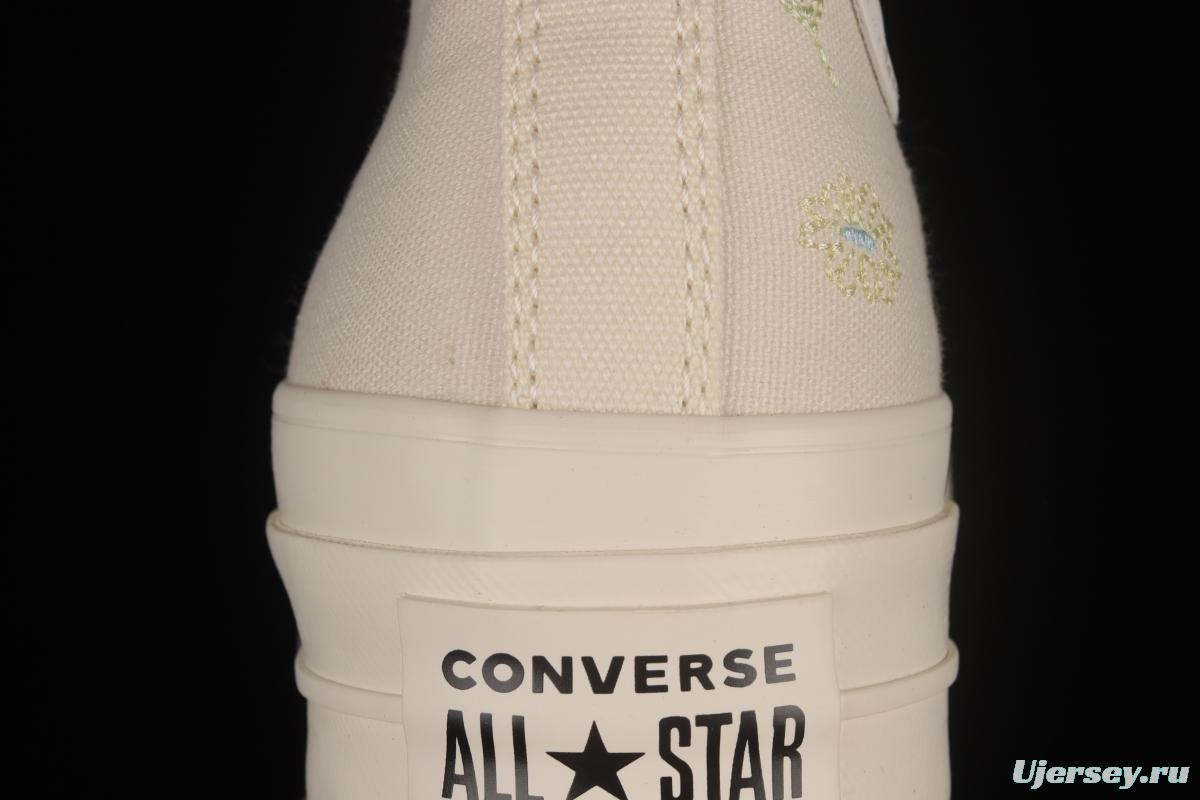 Converse All Star Lift Embroidered Flowers Platform Shoes A01586C