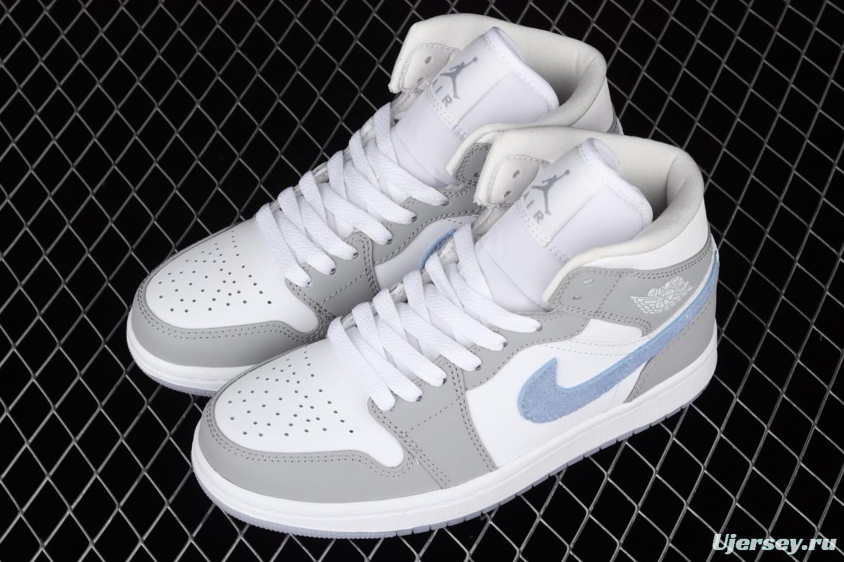 Air Jordan 1 Mid Leaf Ash medium side Leisure Sports Board shoes BQ6472-105