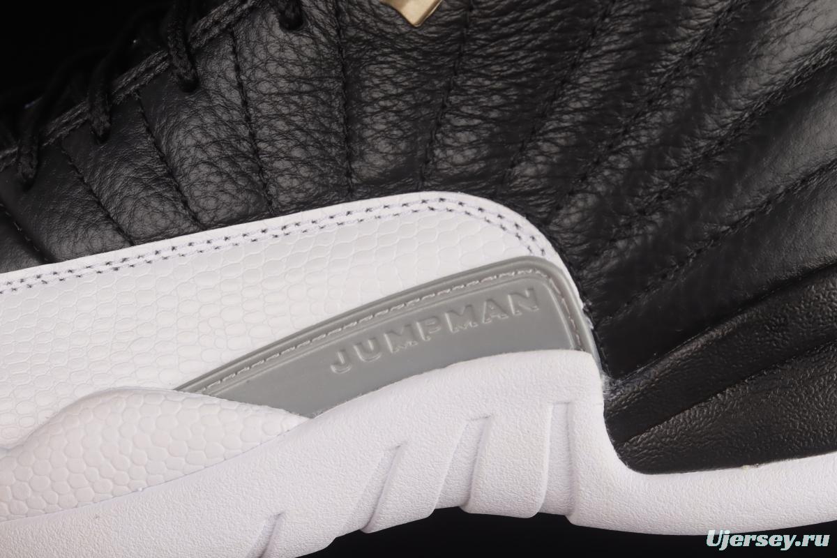 Air Jordan 12 Retro Royoffs 2 2 Black and White Silver Buckle 2022 Edition Playoffs CT8013-006