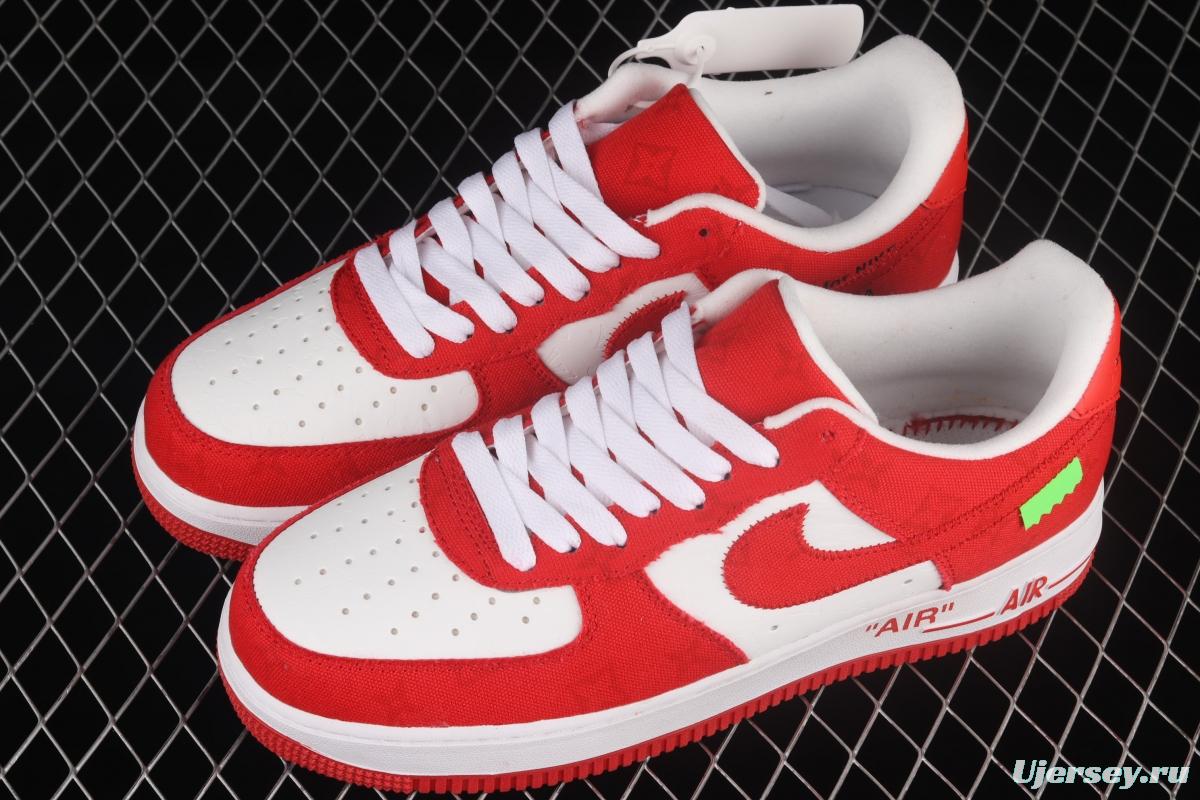 NIKE Air Force 1x07 Low LV printed canvas spliced low-top casual board shoes LA2314-102,