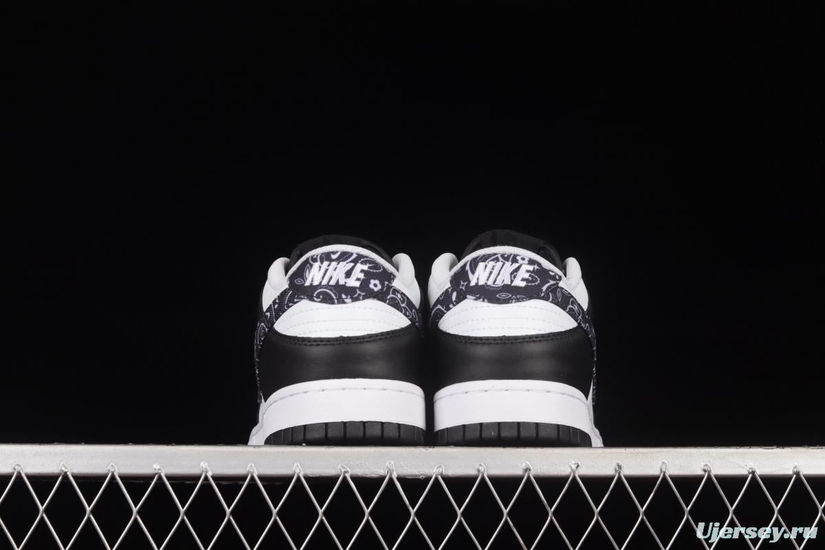 NIKE SB DUNK Low Black Paisley black and white panda cashew flower SB buckle rebound fashion casual board shoes DH4401-100