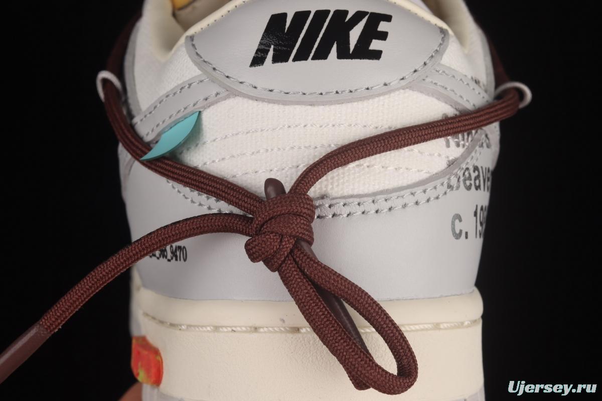 OFF-White x NIKE DUNK Low OW white gray leisure sports skateboard shoes DM1602-102