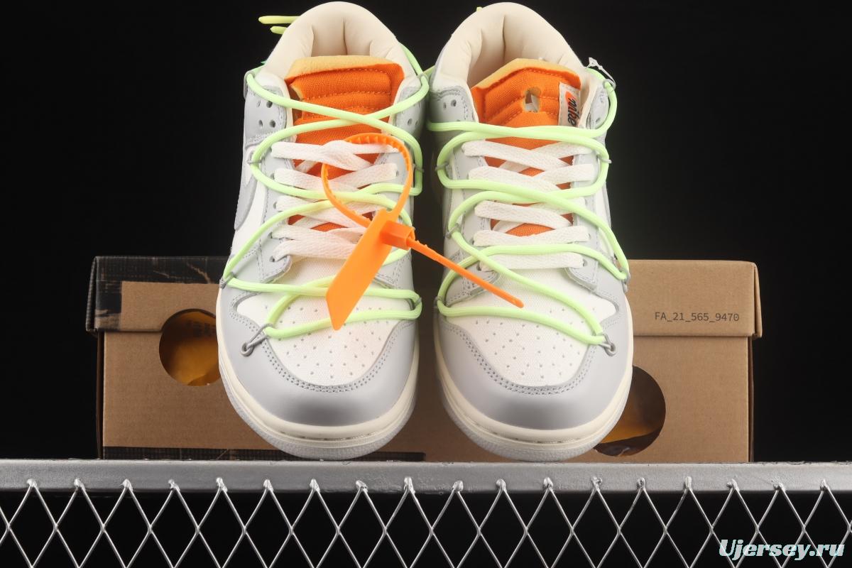 OFF-White x NIKE DUNK Low OW white gray leisure sports skateboard shoes DM1602-128,