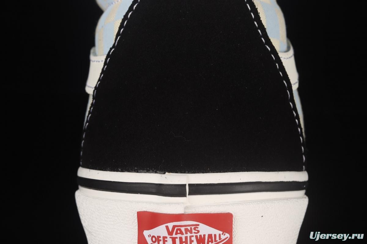 Vans SK8-Hi cream blue checkerboard high upper shoes VN0003CAI8C