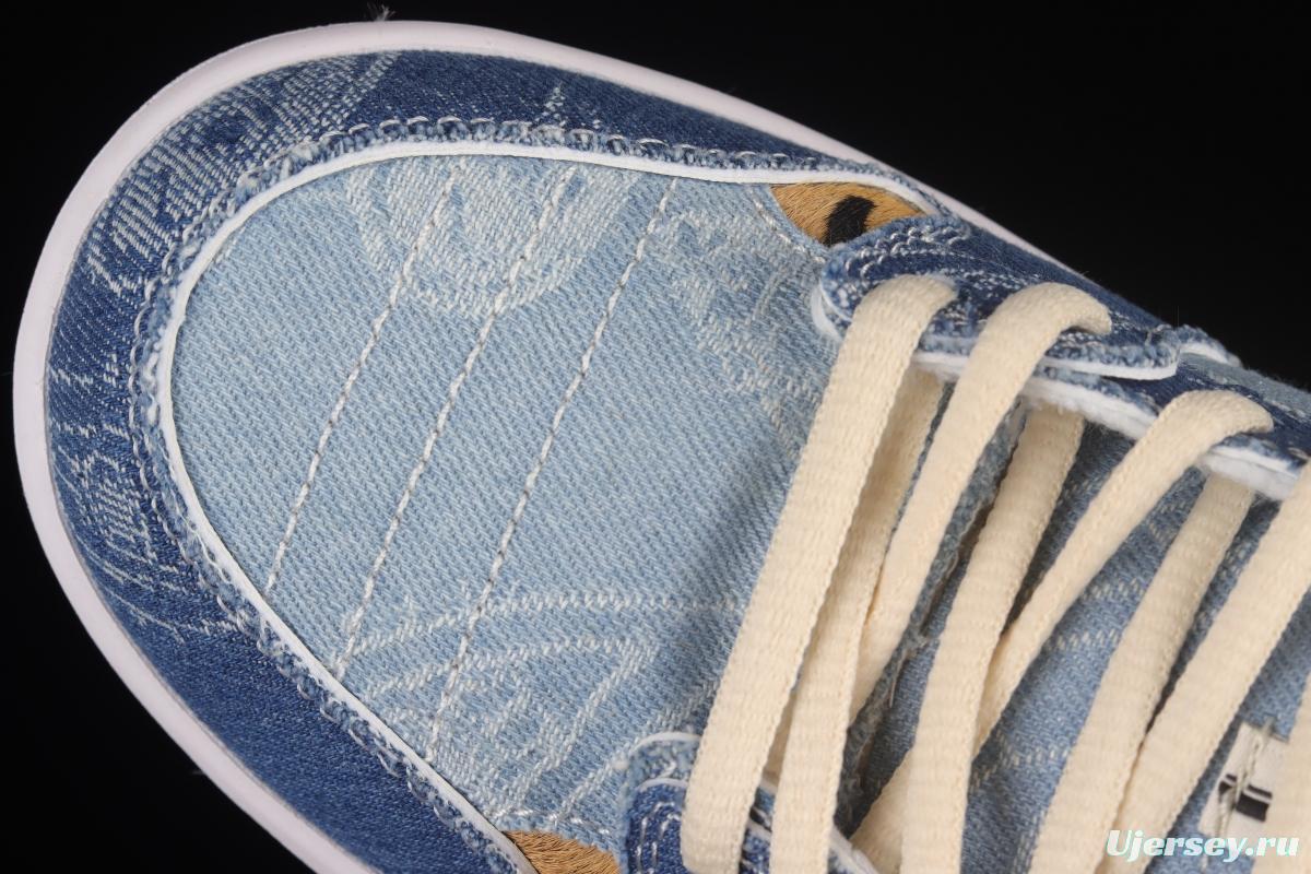 Circlecustom x NIKE DUNK Low co-branded custom cashew denim low-top skateboard shoes BQ6817-168