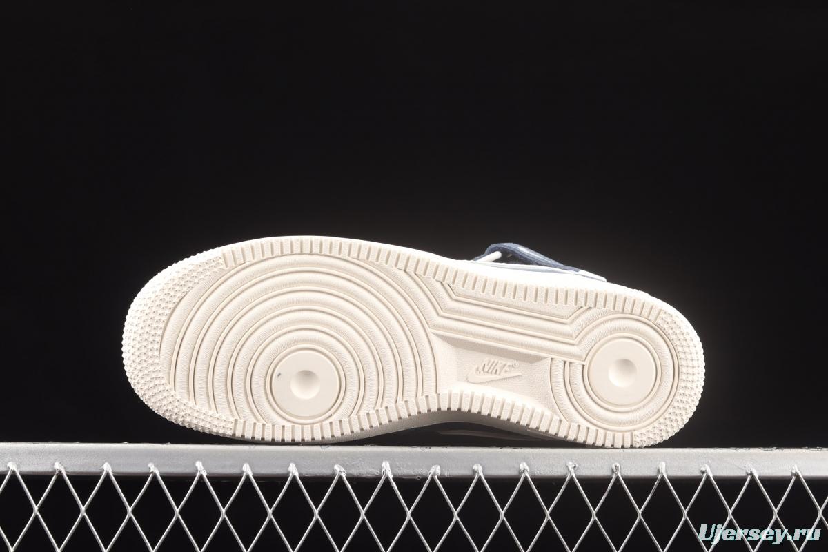 NIKE Air Force 1' 07 Mid dark blue suede 3M reflective mid-finish casual board shoes AA1118-007