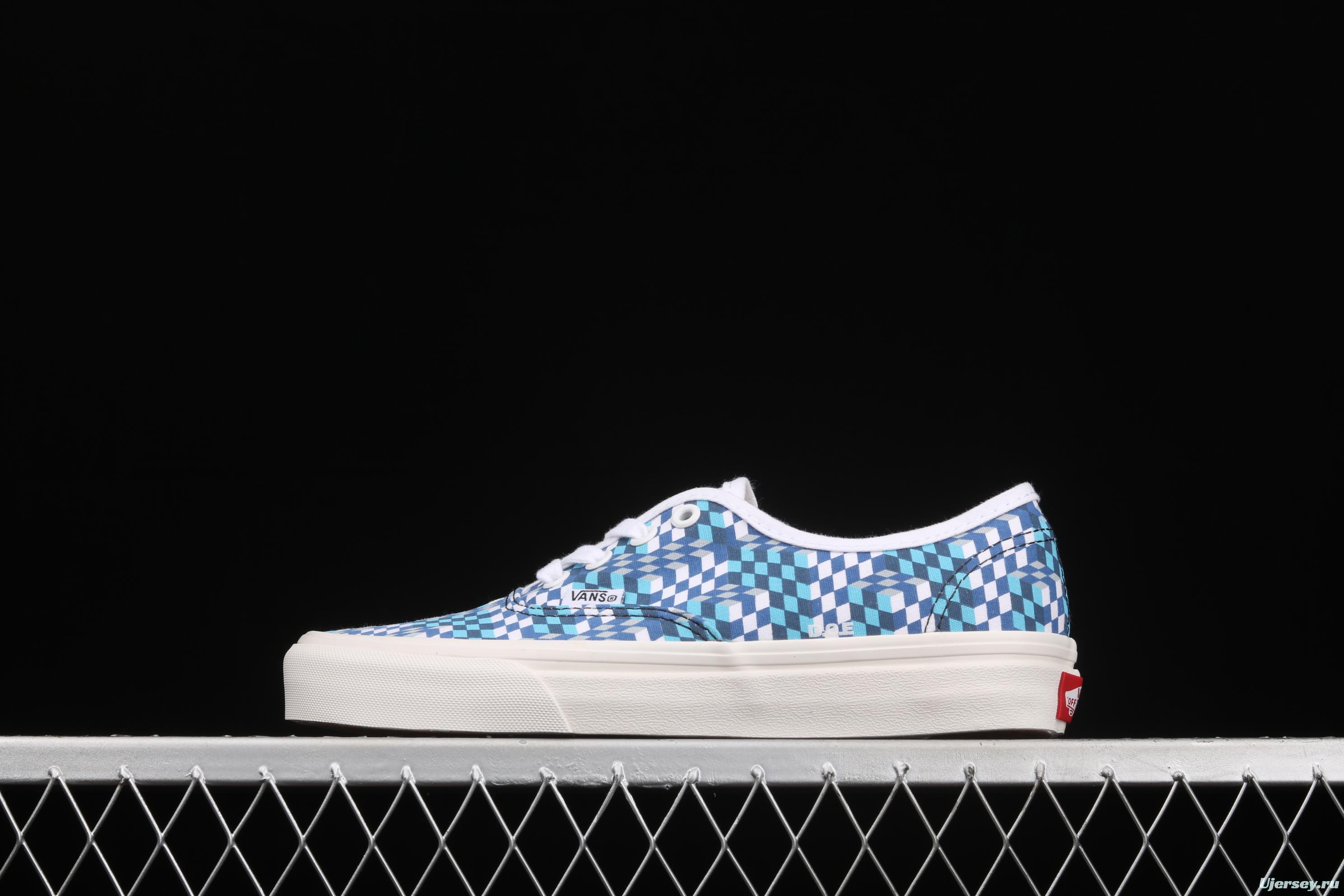 DOE x Vans Authentic chessboard blue and white low-top casual board shoes VN0A4ODU2DJ