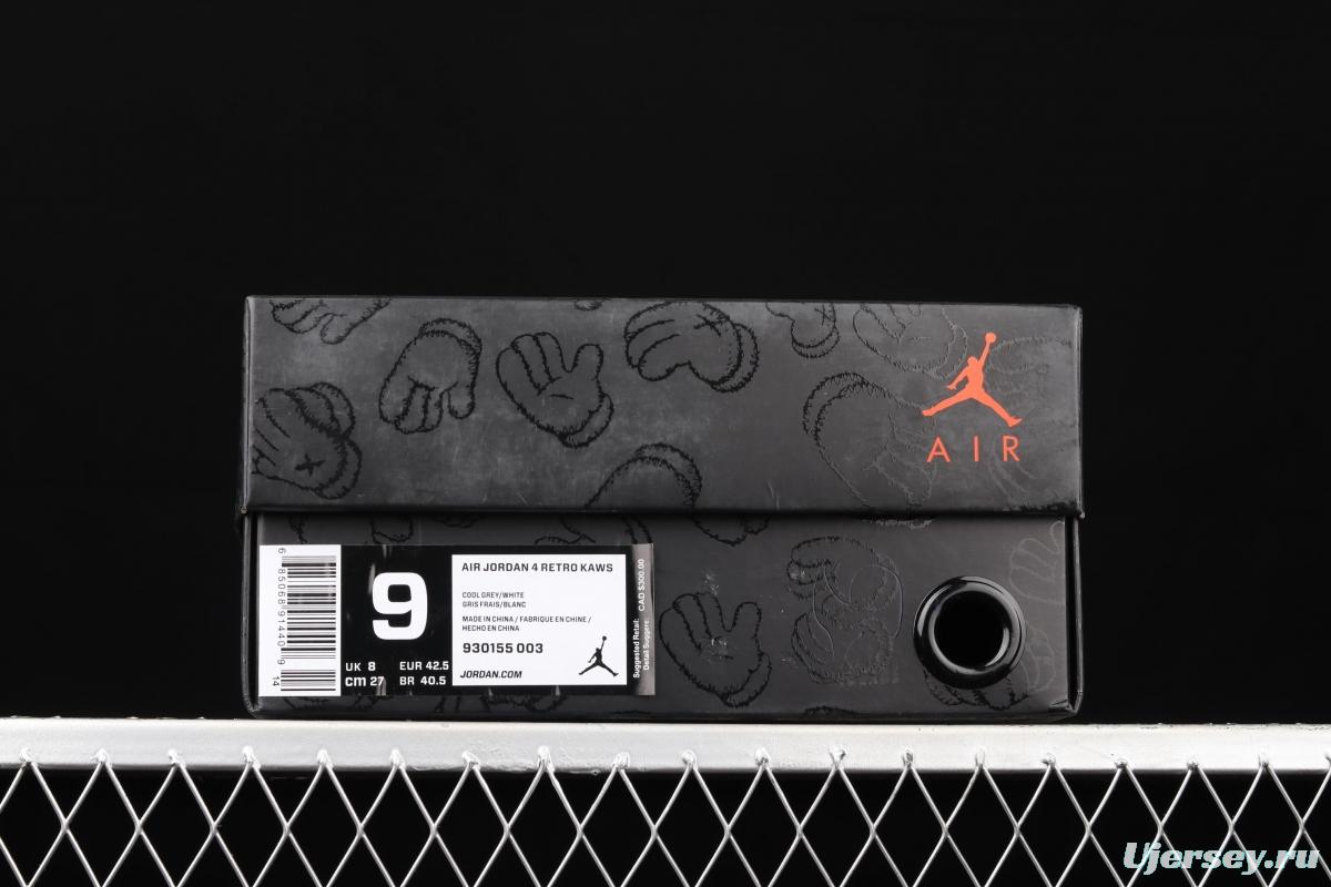 Kaws x Air Jordan 4 Black AJ4 luminous muntjac gray limited edition 930155-003