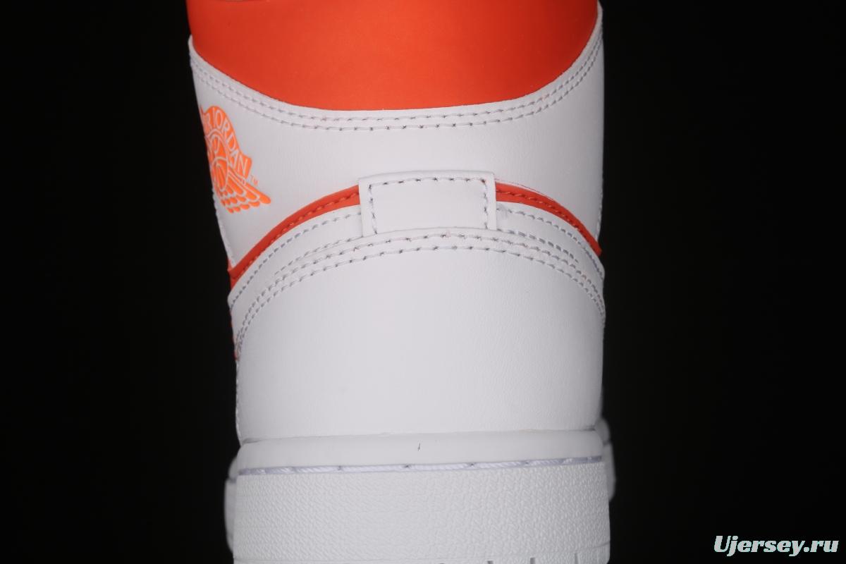 Air Jordan 1 Mid White Orange Zhongbang Basketball shoes CZ0774-800