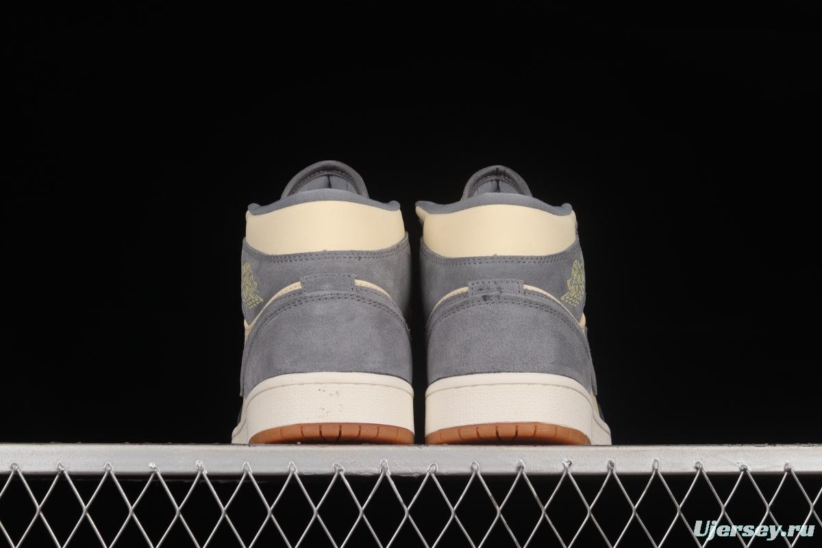 Air Jordan 1 Mid rice gray coconut milk mid-top basketball shoes DN4281-100
