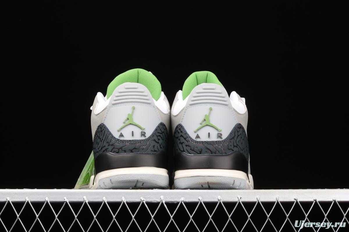 Air Jordan 3 Retro Chlorophyll AJ3 Joe 3 chlorophyll Gray Green manuscript 136064-006