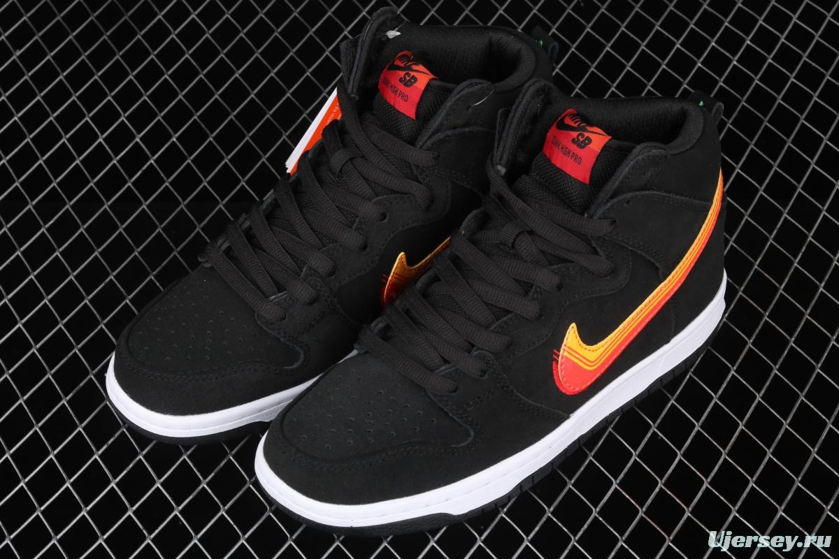 NIKE SB DUNK High road trip black orange yellow hook high top casual skateboard shoes BQ6826-003