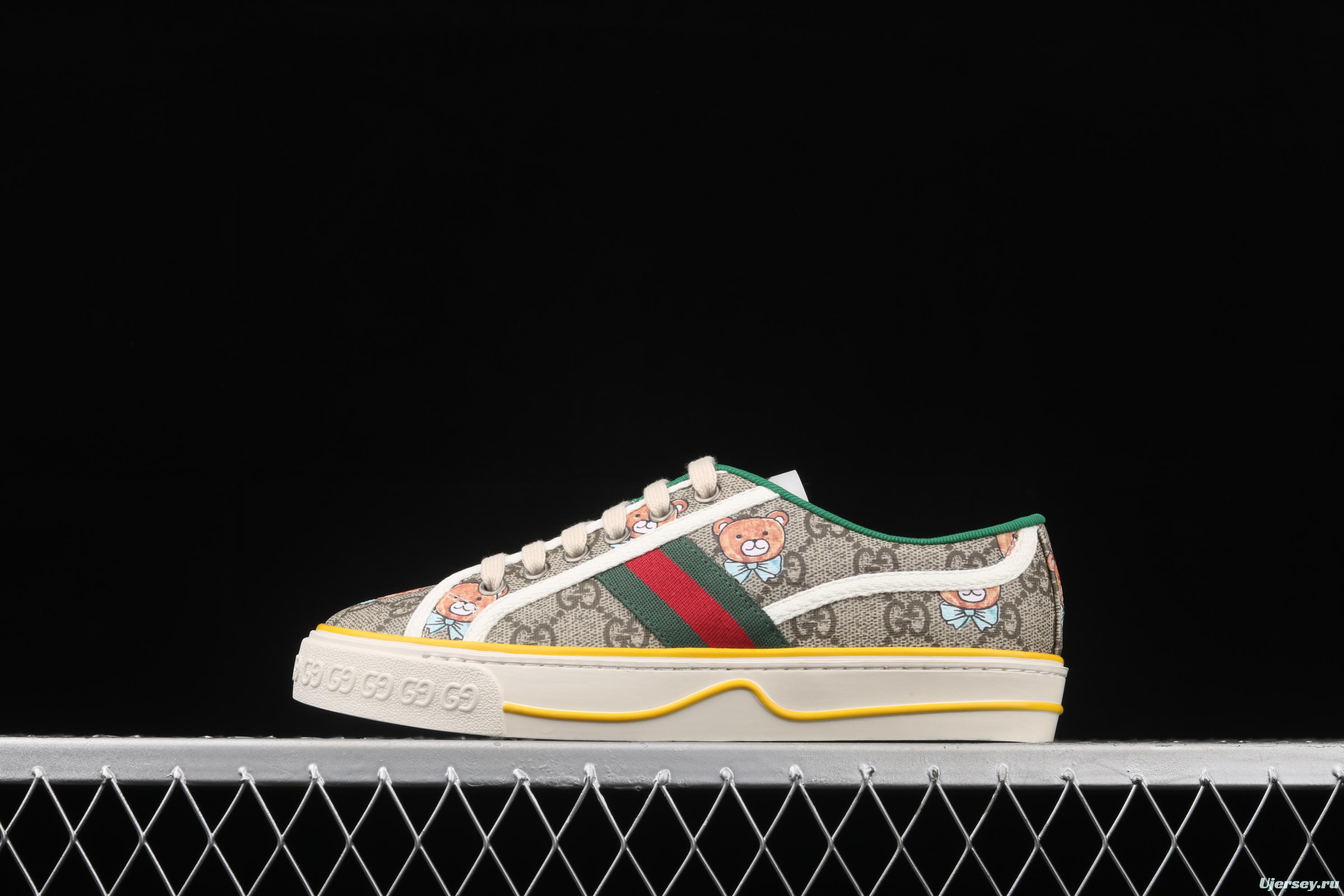 Gucci Tennis 1977 Print Sneaker canvas bear printed retro leisure sports board shoes