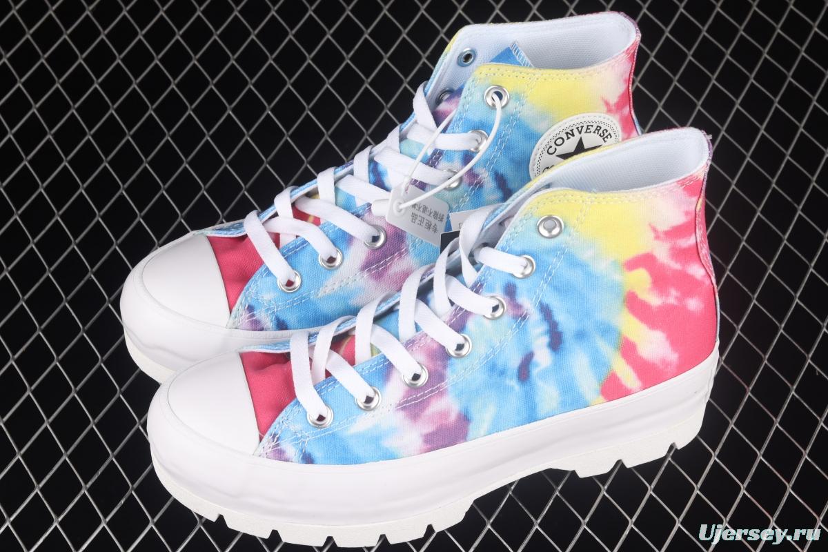 Converse All Star Lugged tie-dye canvas shoes with thick soles and high uppers 572461C