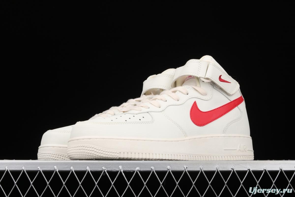 NIKE Air Force 1 Mid air force white and red top casual board shoes 315123-126