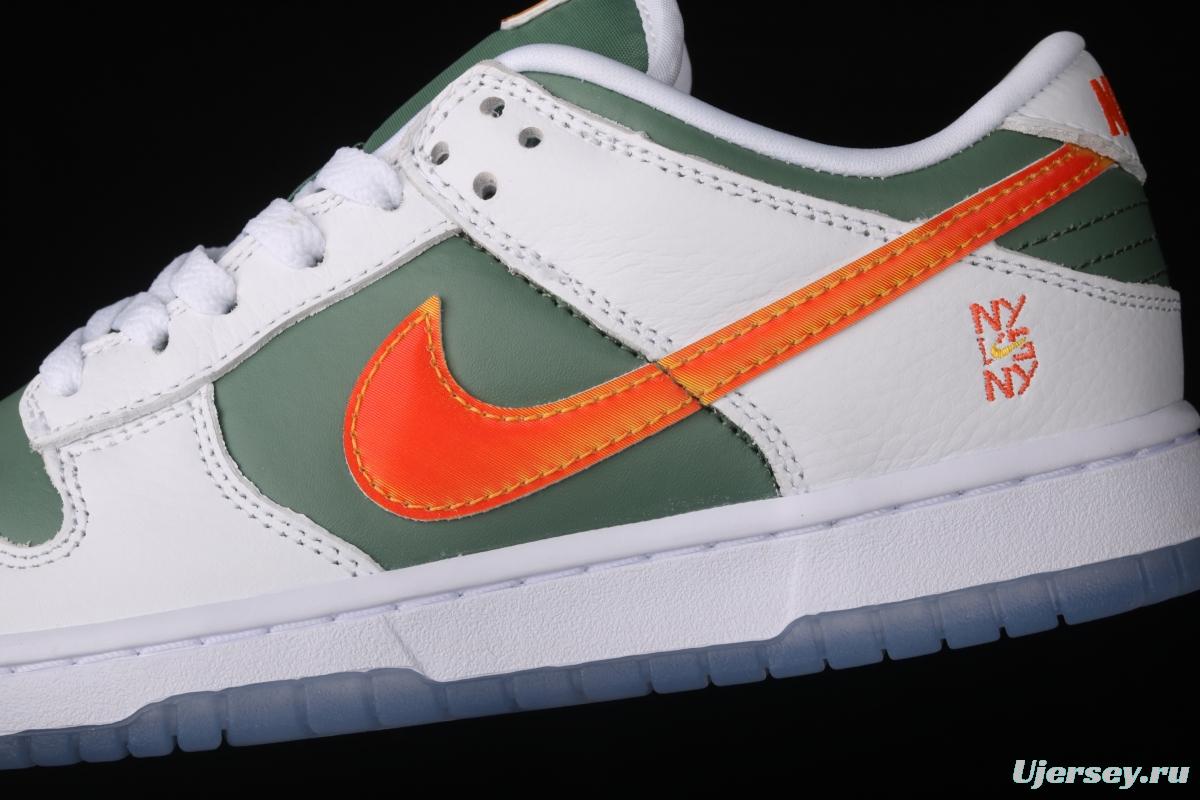 NIKE DUNK Low NY vs NY New York street basketball co-name matching white, green and orange fashion leisure board shoes DN2489-300