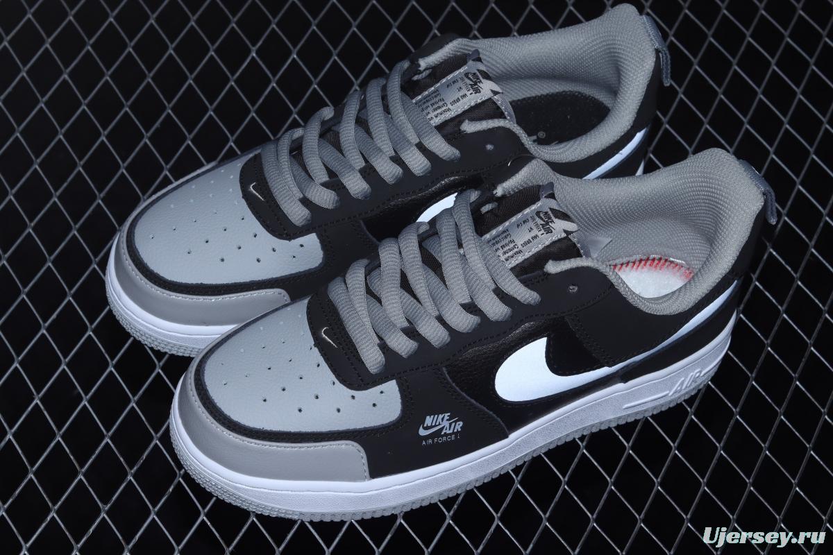NIKE Air Force 1 Premium ShAdidasow grey Shadow Grey side Logo3M reflective low upper shoes BQ6818-009