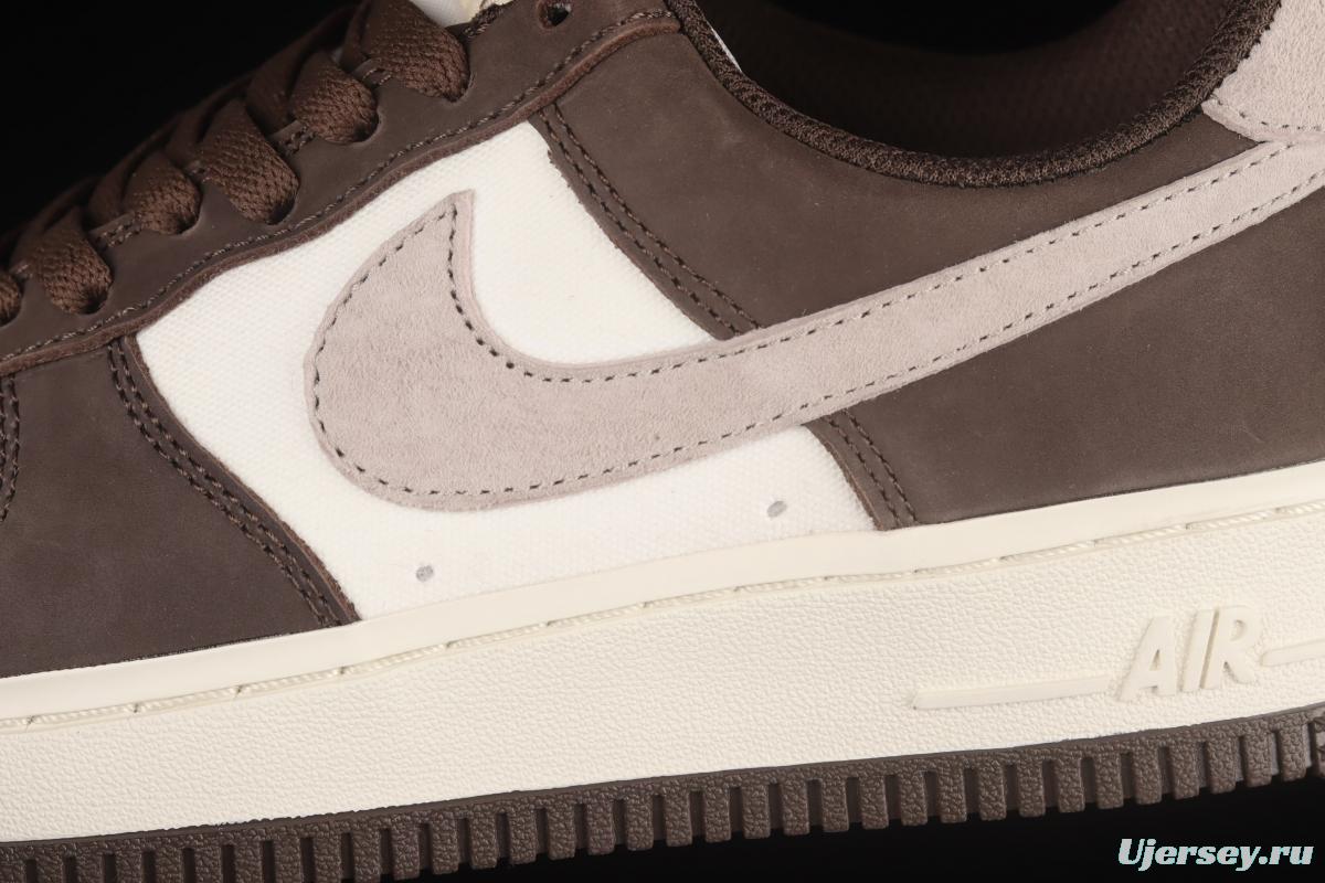 NIKE Air Force 1o07 Low white mocha sail leather spliced low-top casual board shoes NT9988-818