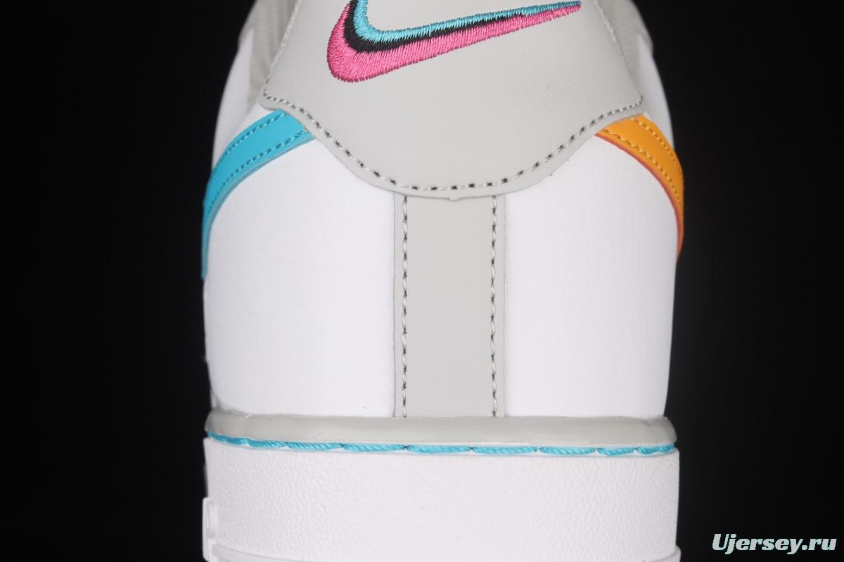 NBA x NIKE Air Force 1x 07 Low white, blue, yellow, mandarin duck hook low-top casual board shoes DC8874-100