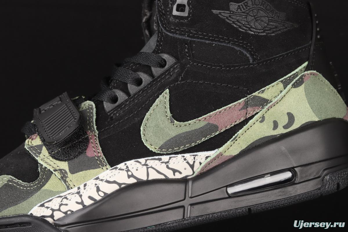 Jordan Legacy 312 black camouflage color matching Velcro three-in-one board shoes AV3922-003