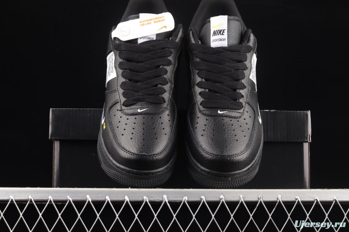 NIKE Air Force 1 Low black and white simple edition OW letter low top casual board shoes AJ7747-001