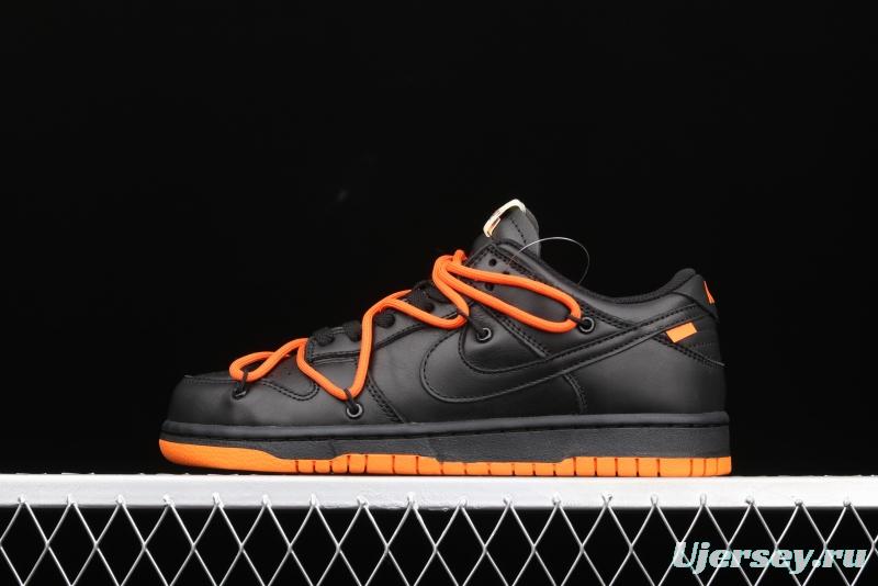 OFF-White x Futura x Nike DUNK Low Black Orange Tripartite name Black Orange Deconstruction Board shoes CT0856-005X