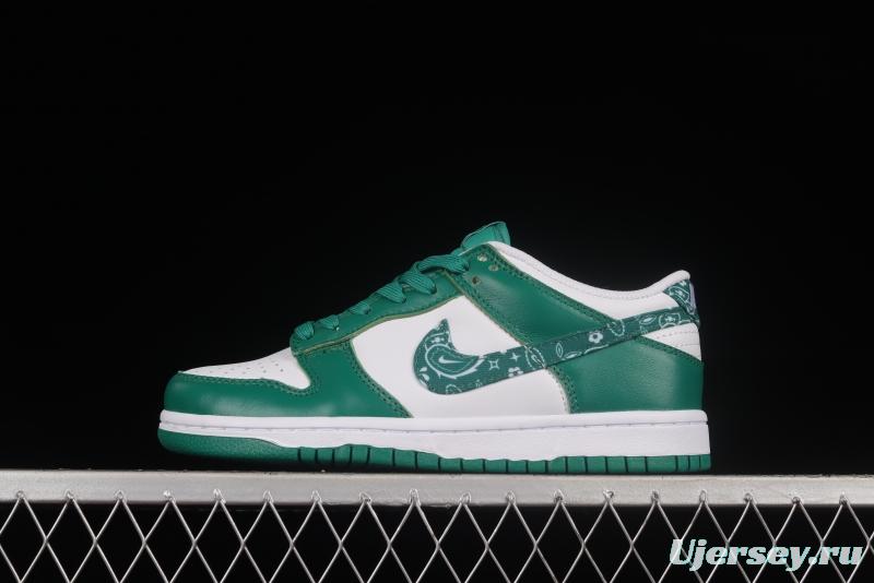 NIKE DUNK Low Green Paisley Cashew Flower White Green SB Buckle Shredded Backboard Fashion Casual Sneakers DH4401-102