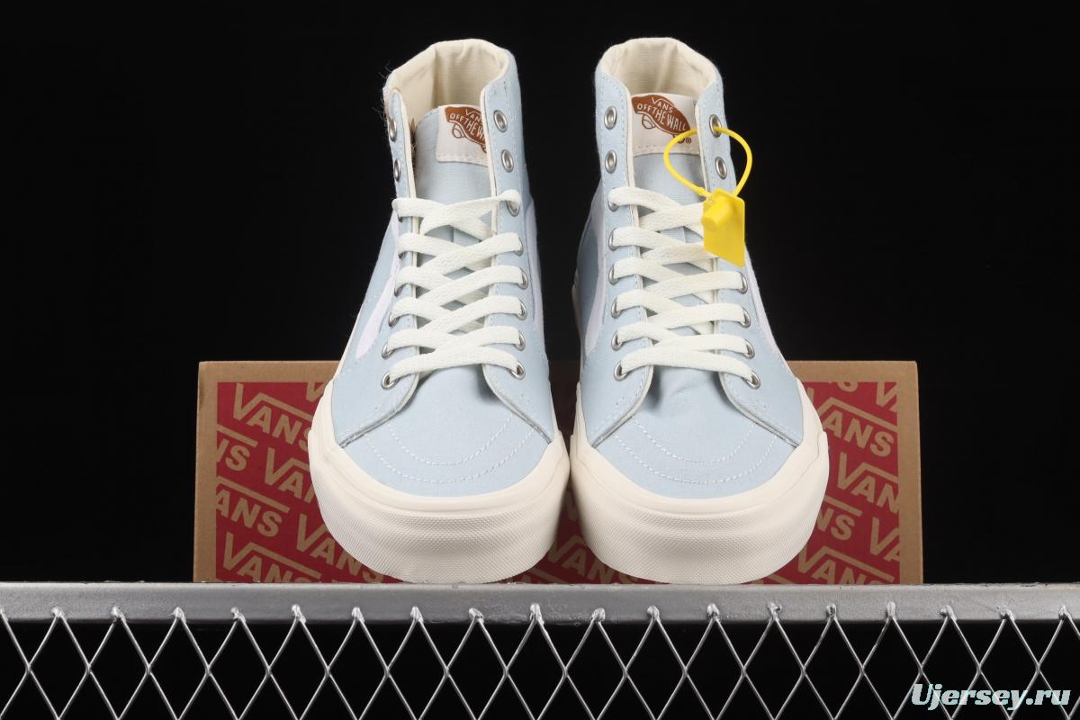 Vans Sk8-Hi environmental protection series light blue high-top canvas casual shoes VN0A4U169FR