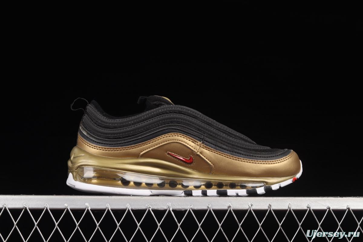 NIKE Air Max 97 SE bullet black gold matching air cushion running shoes AQ4137-200