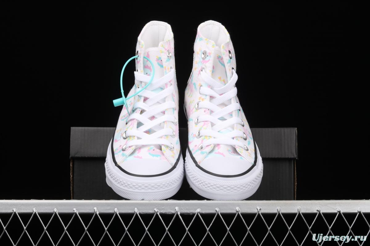 Converse Taylor Converse unicorn printed white high-top casual board shoes 669816C