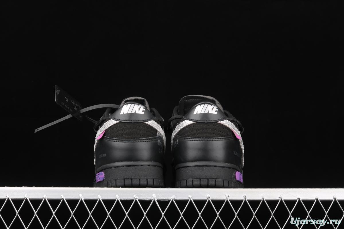 OFF-White x NIKE DUNK Low 04 of 50 OW all black casual sports skateboard shoes DM1602-001