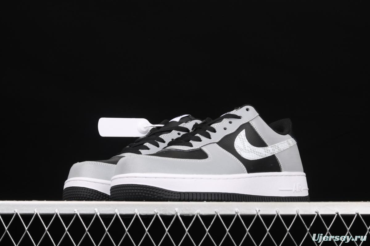 NIKE Air Force 1 Low 3M reflective serpentine hook low side sports leisure board shoes DJ6033-001