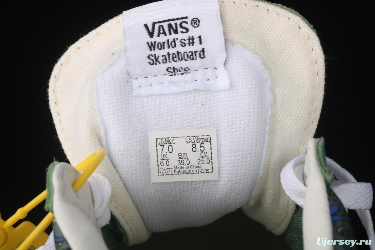 Vans Sk8-Mid Reissue cashew flower avocado green color Zhongbang leisure board shoes VN0A391F6TM