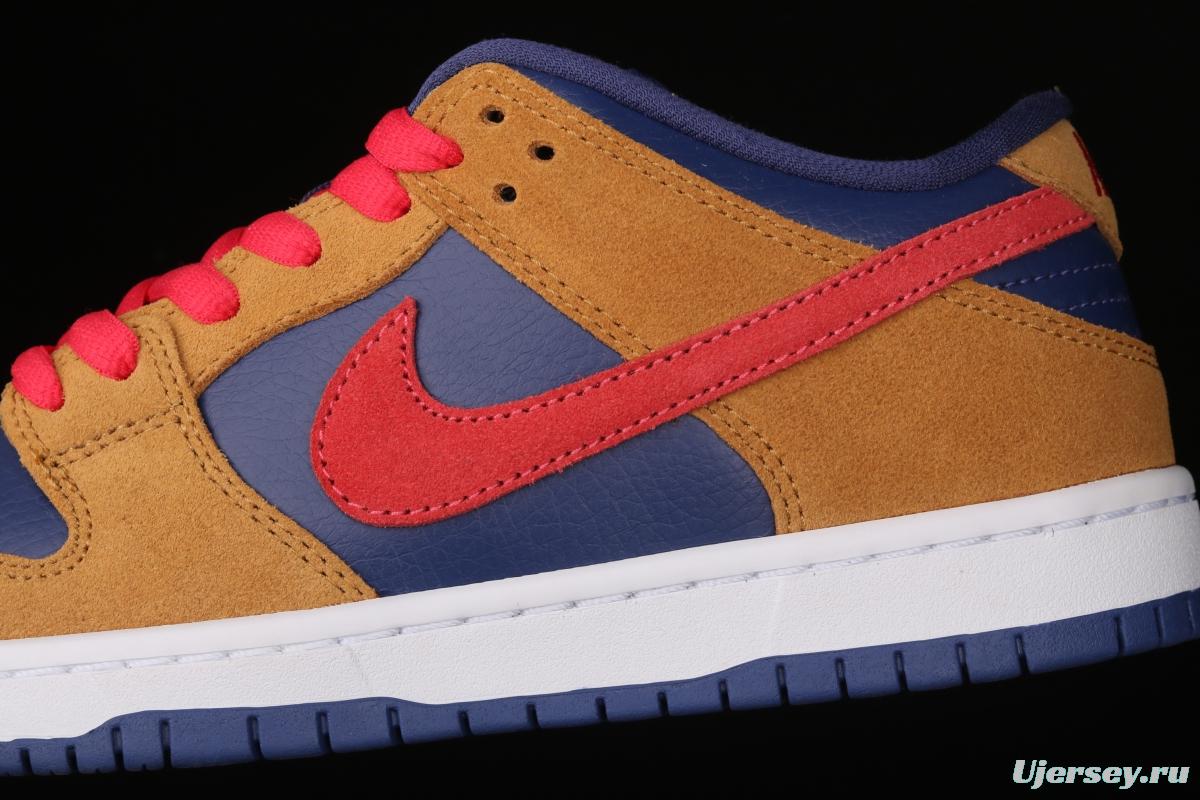 NIKE SB DUNK Low SB shredded backboard dark brown white and yellow color matching fashion leisure board shoes BQ6817-700